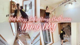 BATHROOM DEMO DAY! | Hot Mess Lake House Renovation