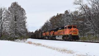 Trains In The Snow Around Centralia, IL