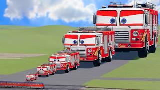 Big & Small Fire Truck Lightning Mcqueen vs Train Thomas | BeamNG.Drive