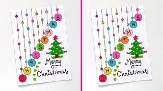  Christmas Greeting Card  | Easy & Simple Christmas Card Idea | White Paper Christmas Card Ideas