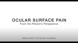 For Eye Care Professionals: About ocular surface pain