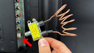 Insert 2 ends of the copper wire into the TV and watch all the channels of the world in Full HD!