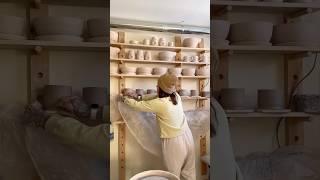 Forever managing the moisture/dryness of pottery #pottery #ceramics #clay #potterystudio #ditl