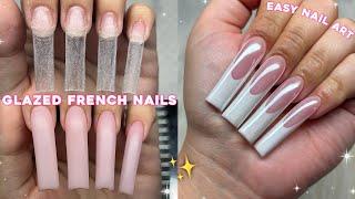 GLAZED FRENCH POLYGEL NAILS BEGINNER FRIENDLY POLYGEL APPLICATION & EASY NAIL ART! | Nail Tutorial