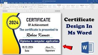 Certificate Design In Microsoft Word. MS Word me certificate kaise banaye.