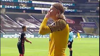 Erling Haaland SINGING moments before hitting the ball at opponents