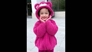 Girl Purple Bear Fashionable Sweater Suit