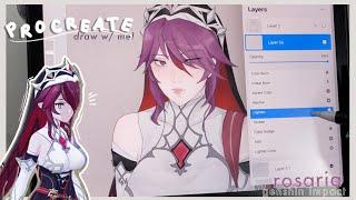 [Ipad ASMR]  Procreate Draw with me - ROSARIA from Genshin Impact 