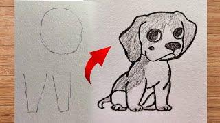 How to draw a cute dog step by step || Easy drawing for beginners || Pencil sketch for beginners