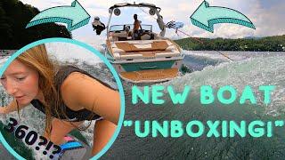 Brand New Custom SURF BOAT!!! Can We Hit a 360 On Our 1st Wakesurf sesh?!? || Supreme S220 Wake Boat