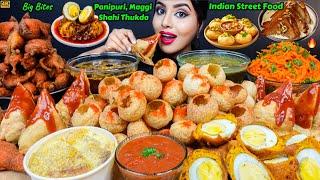 ASMR Eating Spicy Pani Puri,Street Samosa,Maggi Noodles South Indian Street Food ASMR Eating Mukbang