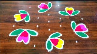 7*3dots Flower kolam|Thai madham kolam|Easy Flower Rangoli|Salem Rangoli|pandaga muggulu|Simplekolam