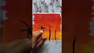 easy sunset painting for beginners #art #shorts #youtubeshorts #painting