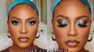 FLAWLESS MAKEUP TUTORIAL || DEATILED TUTORIAL + EYESHADOW AND EYELASH APPLICATION #woc #darkskin