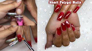 HOW TO DO SHORT POLYGEL NAILS! PERFECT FOR WORK OR SCHOOL | Doing My MOMS NAILS! Nail Tutorial