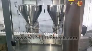 2 Head Servo Based Linear Auger Filling, Plugging & Capping Machine - Shreeji Flowtech Systems