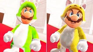 Super Mario Odyssey - Cat Mario vs Cat Luigi (Comparison) - Final Boss Battle