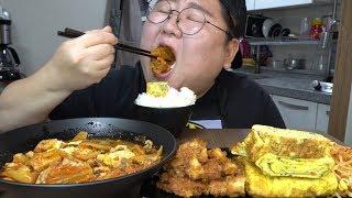 eng) 혼밥끝판  [[ 칼칼한 김치찌개 돈까스 계란말이 ]] 먹방 Pork Kimchi Stew, Egg Roll, Pork katsu Mukbang social eating