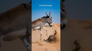 Heyna Vs Donkey fight #usa #animals #nature #monkey #indonesia #brazil #usa