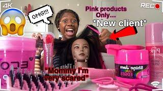 Doing my Mannequin Long Hair Only using Pink products *New Client*