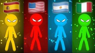 Usa vs Argentina vs España vs Italia in the game Stickman Party | INTERNATIONAL GAMES ️