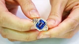 Unheated Ceylon Blue Sapphire Ring 3.63 carats by Kat Florenc