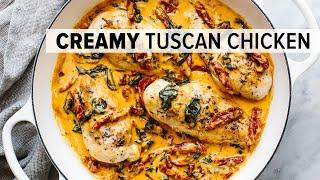 This CREAMY TUSCAN CHICKEN is a wow-worthy dinner recipe with Mediterranean flair!