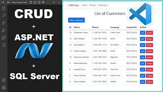 CRUD Operations Using ASP.NET + SQL Server + VS Code + .NET8 | Create Read Update Delete | ADO.NET