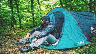 SOLO CAMPING - CAMPING IN THE RAIN - RELAXING WITH NATURE, RAIN AND COOKING SOUNDS - ASMR