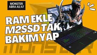 Monster Abra A5 Oyuncu Laptoplarına Ram Ekleme M2ssd Harddisk Takma Fan Temizliği Nasıl Yapılır