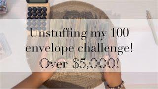 Unstuffing my 100 envelope challenge! Saved over $5,000!#100envelopechallenge#savingmoney#debtfree