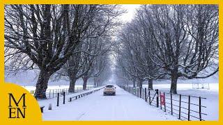 Snow hits Manchester as another weather warning for ice issued