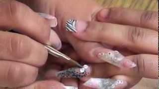 .Acrylic Nail art, 3D flower Design: beginner