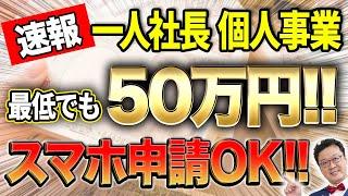 【超速報】一人社長でも50万円貰える「究極の補助金」が遂に出ました！個人事業・経営者の方は今すぐ申請してください！