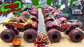 Toy Diecast Monster Truck Racing Tournament | October Spooky Races | CUSTOM Zombie Runners Round #2