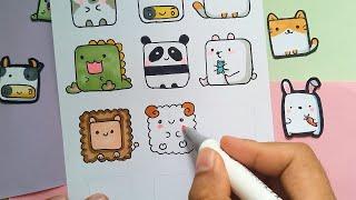 Super cute square cartoon animal painting