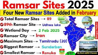 Ramsar Sites in India 2025 | 89 Updated List | Wetlands | Ramsar Sites 2025 | Current Affairs 2025