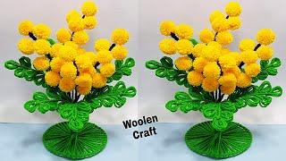 ऊन से गुलदस्ता बनाने का आसान तरीका/DIY Easy Woolen Guldasta Craft/Woolen Tree Craft idea/Wool making