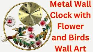 Nature's Finest Hour: A Metal Flower and Birds Round Wall Clock @antaryuga