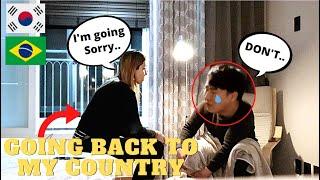 [AMWF] GOING BACK TO MY COUNTRY - Prank on Korean Boyfriend  *Cute reaction*