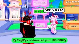 I Gave A Complete Stranger $100,000 Robux in Pls Donate