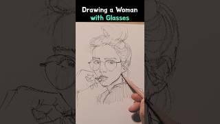 Drawing a Woman with Glasses.  #drawingasmr #shortsasmr #croquis