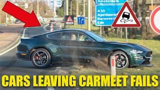 Cars Leaving Carmeets - BEST OF FAILS, CLOSE CALLS, ALMOST CRASHES! BMW M, Audi RS, Mustang, AMG Etc