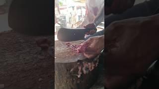 Meat cutting skill expert butchers cutting meat