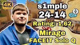 s1mple (24-14) Solo Q VOICE COMMS (Mirage) | Sep 18, 2024 #cs2 #pov