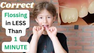 Correct flossing in less than 1 minute. This is how this 7 year old flosses.