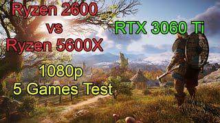 Ryzen 5 2600 vs Ryzen 5 5600X in 5 games | RTX 3060 Ti | 1080p