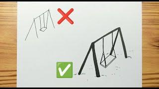 How to drawing KIDS SWING Easy