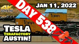 Tesla Gigafactory Austin 4K  Day 538 - 1/11/22 - Tesla Texas - GIGA PRESS #4 ARRIVES AT GIGA TEXAS!