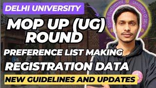 Preference Filling For Mop Up Round | Registration Data Delhi University UG Admission MOP UP ROUND